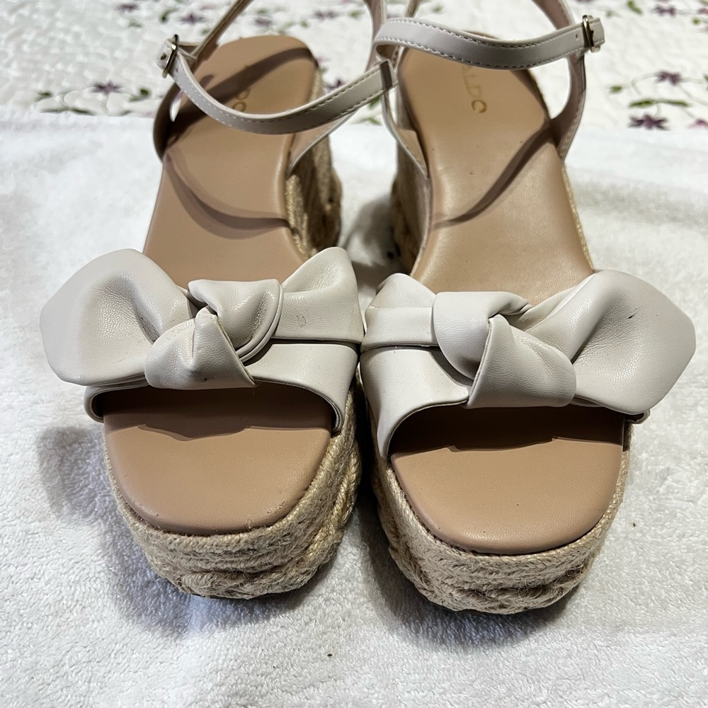 Aldo Cream Espadrille Sandals with Ankle Strap